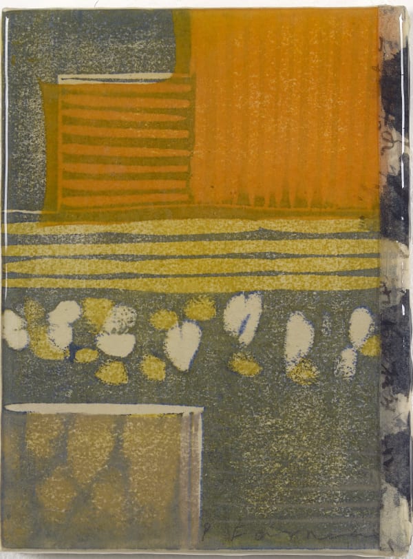 Paul Furneaux RSA Garden Flowers Mokuhanga on panel with resin 15 x 11 cm