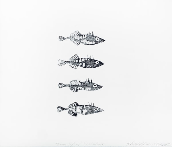 Stuart MacKenzie RSA Species Morphology: Three-spined Sticklebacks, Study II, 2020 Oil on Zerkall paper 31 x 36 cm