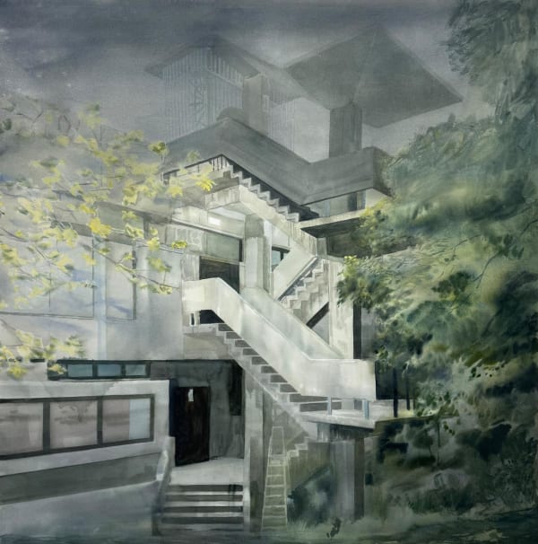 Richard Anthony Elliott Glasgow staircase, 2024 Watercolour 120 x 120 x 6 cm