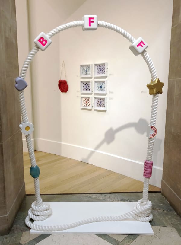 Catriona Clark Bessie Bower, 2024 Rope Cord, PLA, Resin and acrylic paint on Metal with wood. 250cm(h) x 120 cm x 80 cm