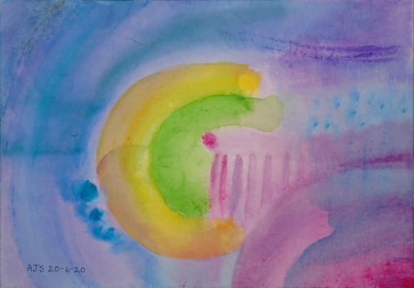 Andrew Stenhouse RSA Guardian With Mask Watercolour on paper 26 x 37 cm