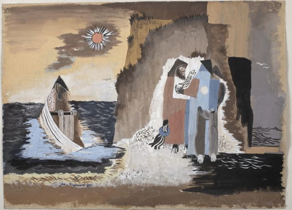 John Maxwell RSA The Fishermen, 1931 gouache 69.5 x 79.9cm (frame)