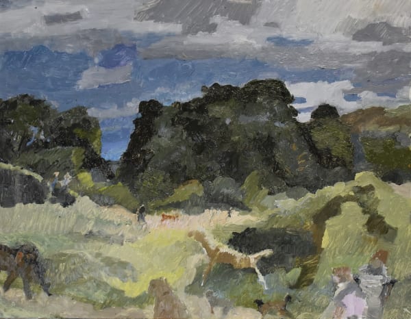 Catharine Davison Playing in the Shadows Oil on gesso cradled painting panel 35.5 x 45.5 x 19 cm