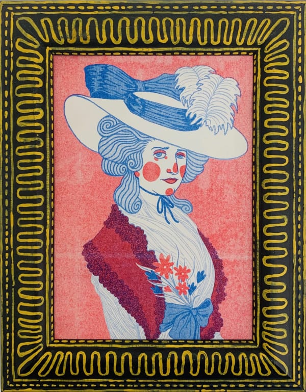 Tallulah Batley Pink Parlour Frame 3B, 2024 Picture frame, gesso, gouache, risograph print 18.5 x 23.5 cm