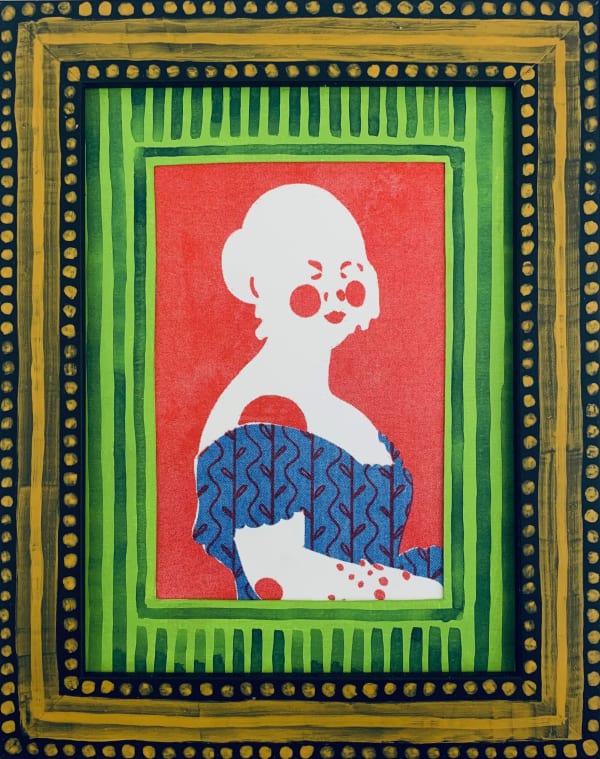 Tallulah Batley Pink Parlour Frame 3G, 2024 Picture frame, gesso, gouache, risograph print 19 x 25 cm