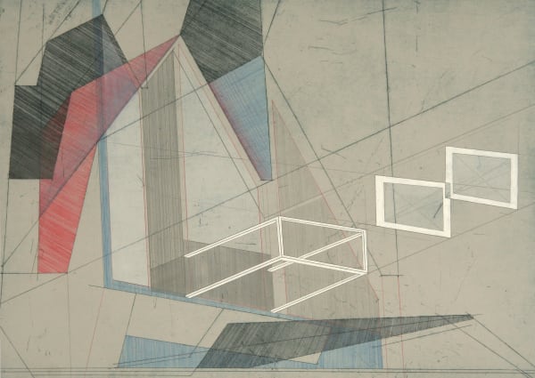 Bronwen Sleigh RSA Jinja Road III, 2018 Pen, pencil, gouache on etching Unframed: 44 x 59.5 cm Framed: 54 x 69.5 cm