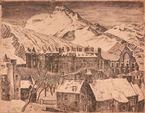 William Wilson RSA Holyrood in Snow, undated (recto) / 1940 (verso) Copper etching plate 24 x 30.4 cm