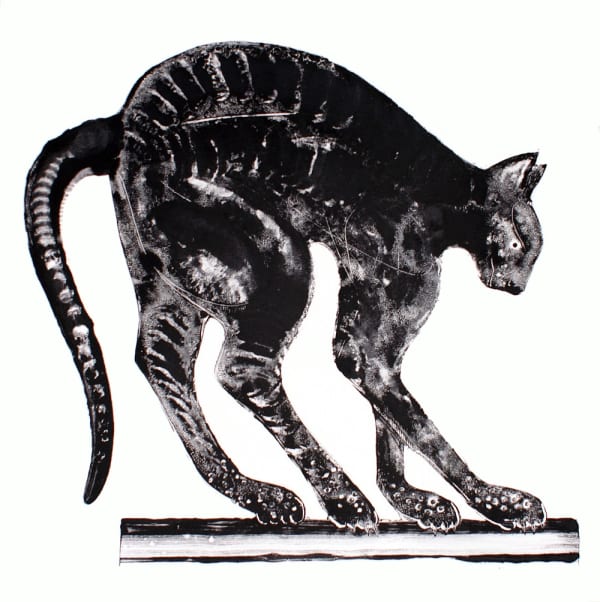 Stuart MacKenzie RSA Black Cat Oil on paper 84 x 84 cm