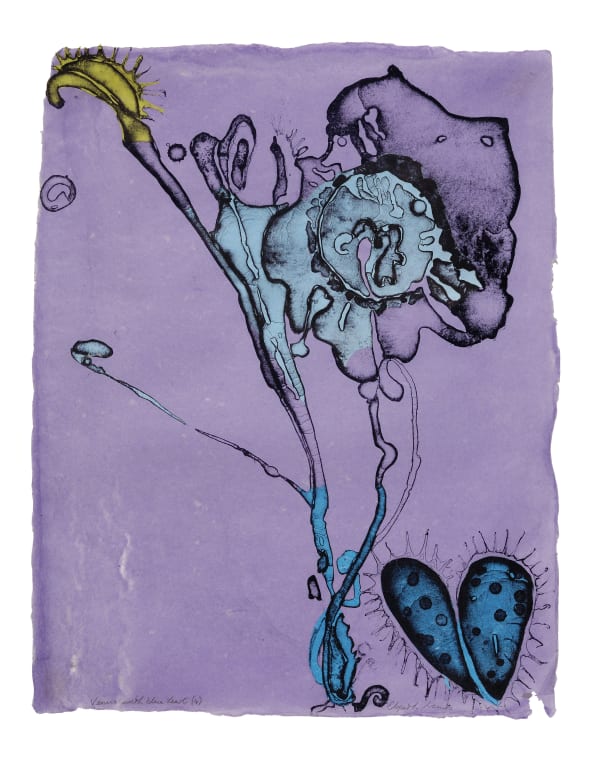 Elspeth Lamb RSA Venus with Pale Blue Heart Collage on handmade abaca paper 78 x 63 cm