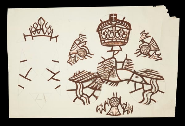 William Wilson RSA Transept sketch design: Crown and Thistles, undated Pencil and watercolour 101.2 x 153 cm