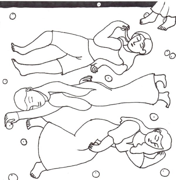 Adrian Wiszniewski RSA Women Sleeping with Oranges, 2018 Ink on paper Image: 25 x 25 cm Frame: 45 x 45 cm