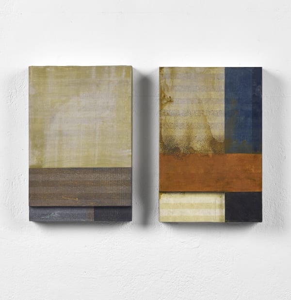 Paul Furneaux RSA Tokyo: Days Mokuhanga with wax, pigment and graphite on wood forms 25 x 38 x 4 cm