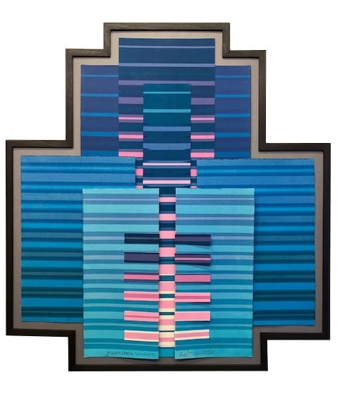 Arthur Watson PPRSA Moon Path Sunset Screenprints, collaged, folded and constructed Frame: 72 x 67 cm at widest points