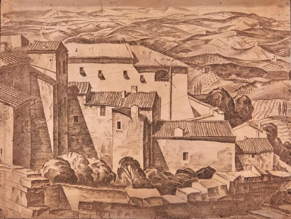 William Wilson RSA Tuscan Hill-Town, 1930 Copper etching and engraving plate 22.7 x 25.3 cm