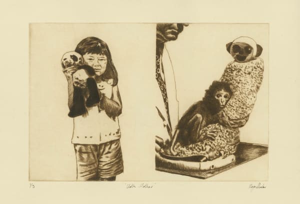 Morgan Dunbar Cloth Mother, 2023 Drypoint etching Unframed: 15 x 23 cm Framed: 25 x 31 x 2 cm Edition of 5