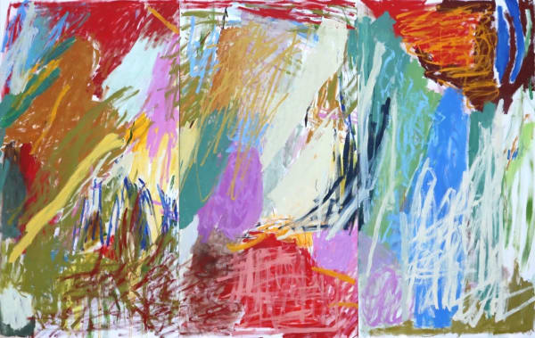 Lynsey MacKenzie Most volcanoes, most of the time, are tranquil mountains (triptych) Oil on canvas 210 x 330 cm