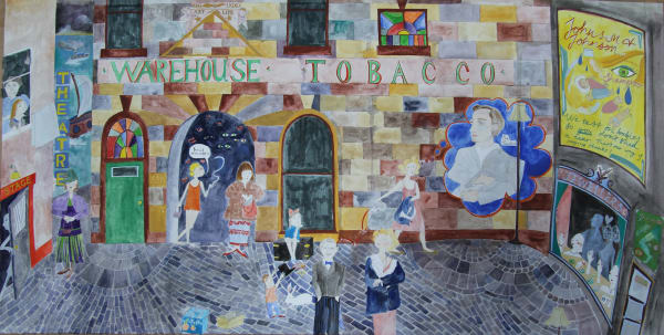 Connie Woods The Stage Door at Night Pencil, felt tip and gouache on paper 85 x 42 cm
