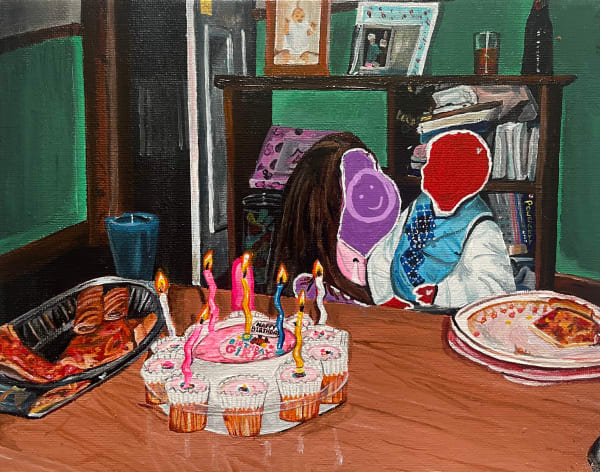 Rachel Glen The Birthday Curse 7, 2023-2024 Acrylic on canvas 25 x 20 cm