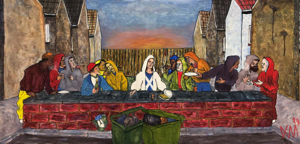 Kristopher Malone The Fish Supper, 2024 Oil on canvas 110cm x 53cm