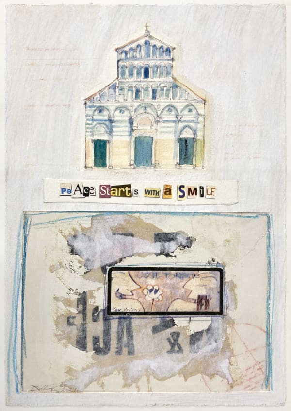 Stuart Duffin RSA San Paolo - War and Peace Mixed media collage Image: 31 x 23 cm Frame: 58 x 45 cm