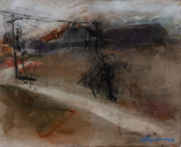 Kate Downie RSA Rough Road to Clatto Pastel and ink on board 27 x 33 cm