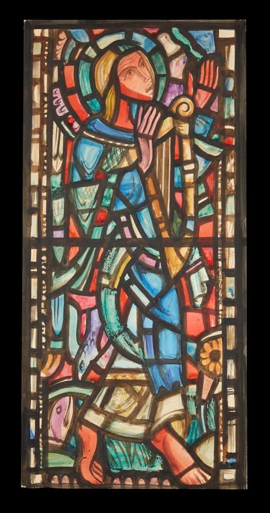 William Wilson RSA Cartoon for 'Praise' Window (British Empire Exhibition), 1938 Coloured inks 53 x 25 cm