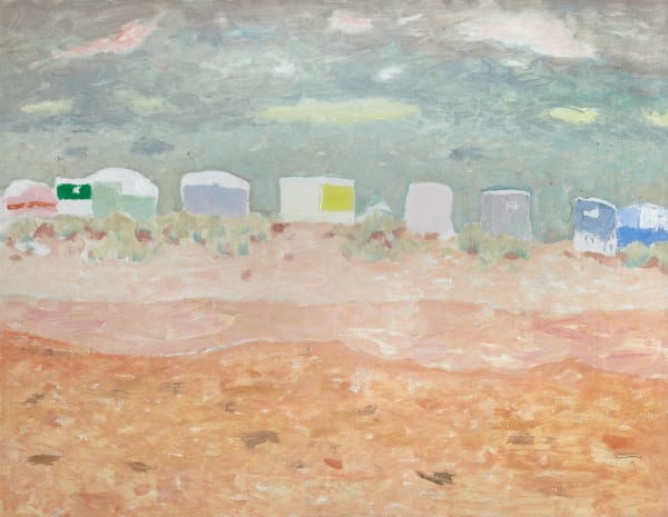 William Gillies RSA Beach with Caravans, 1965, around oil on canvas 71.2 x 91.5 (support); 78.0 x 98.4cm (frame)
