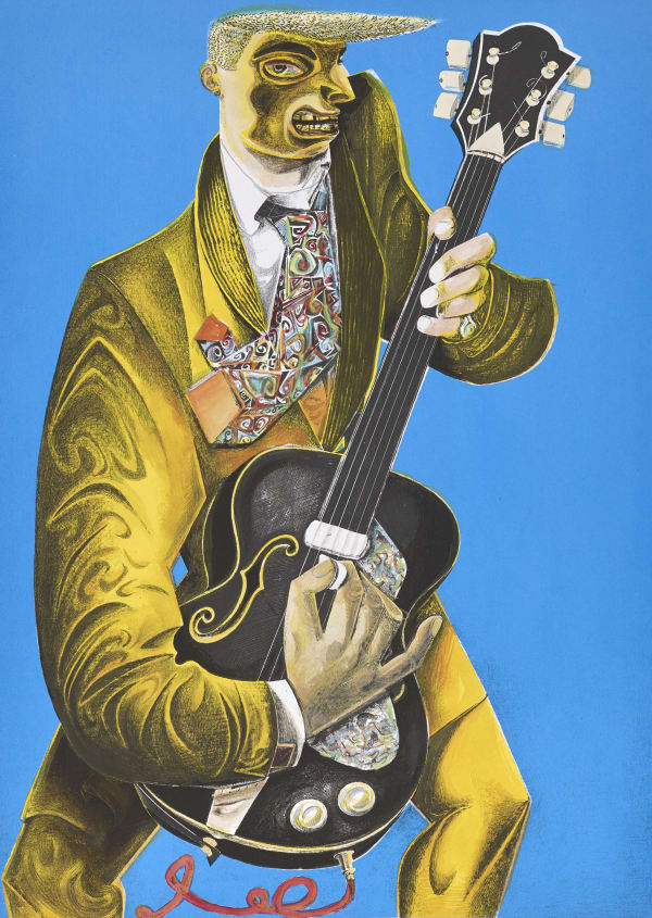 John Byrne RSA Jasmine Jazzman, 2018 Hand-coloured screenprint, artist's proof 68 x 47 cm