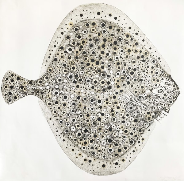 Stuart Mackenzie RSA Turbot 1 (Species Morphology) Oil on paper (monotype and painting) 100 x 100 cm