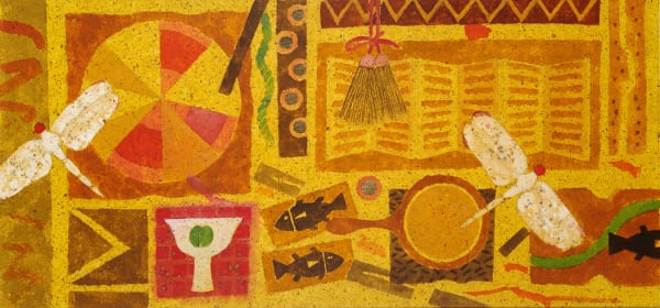 William Littlejohn RSA Stem Cup and Dragonflies, 2002 Watercolour on paper Image size: 45 x 97 cm Frame size: 69 x 121 cm