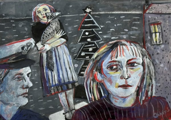 Joyce Cairns PPRSA Christmas Tree on Pocra Quay Mixed media on paper Image: 15 x 21 cm Frame: 33 x 38 cm