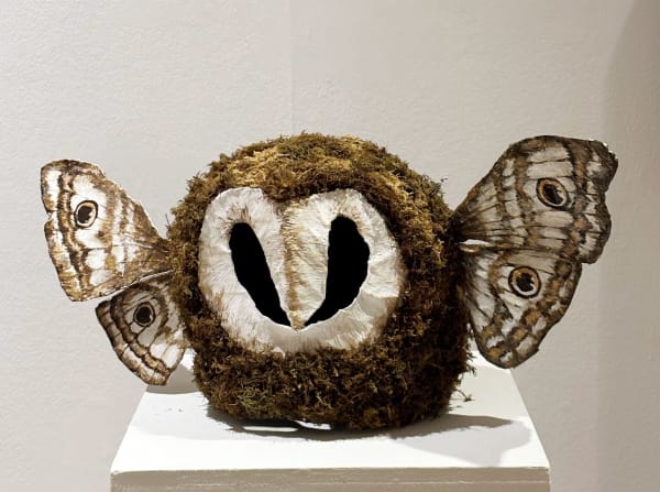 Amanda Cathy Mowl, 2024 Moss, wire, paper 50 x 50 x 75 cm