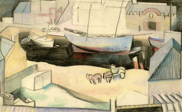 William Gillies RSA Harbour, c. 1920-73 conte on paper 21.9 x 35.5cm (support)