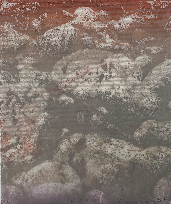 Paul Furneaux RSA Stone Sea (Mauve) Unique Mokuhanga Image: 22 x 18 cm Frame: 34 x 29 cm