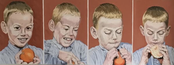 James McNeil Wallace, Boy trying to peel an orange, 2021