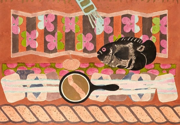 William Littlejohn RSA Fish and Screen, 1999 Watercolour on paper Image: 58 x 83 cm Frame: 83 x 108 cm