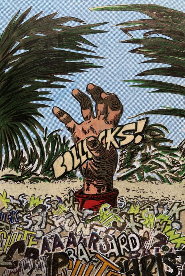 David Mach HRSA Bollocks Collage Image: 10 x 15 cm Frame: 14.5 x 19.5 cm