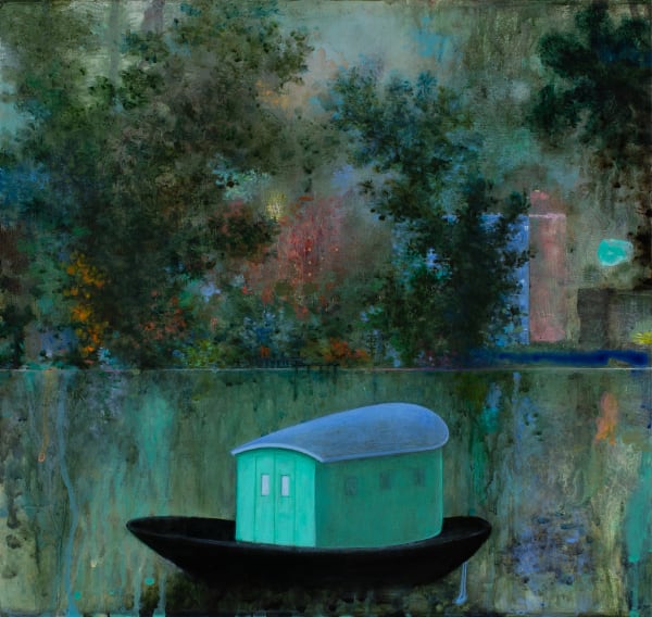 Alasdair Wallace The Floating Studio Acrylic on board 34 x 36 cm