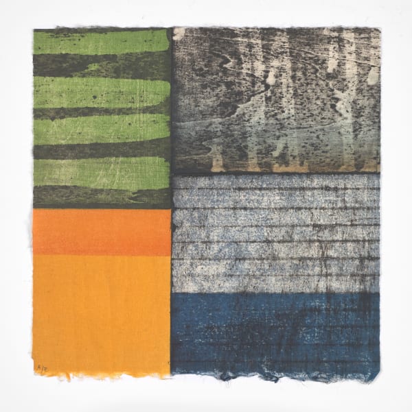 Paul Furneaux RSA Black Rain: Island Mokuhanga (Japanese woodcut print) Image: 20 x 20 cm Framed: 40 x 30 cm Variable edition of 20