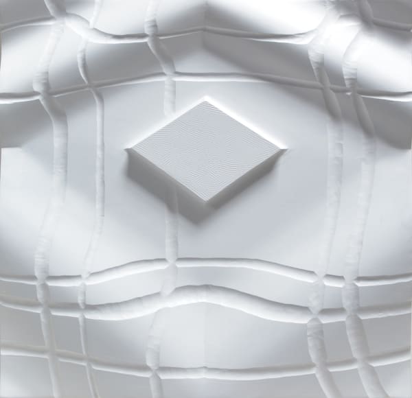 Adrian McCurdy White cube Carved sycamore and white wax 40 x 42 cm