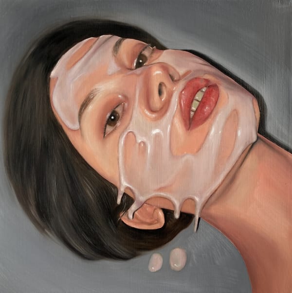 Nina Kouklaki Cum Dripping, 2023 Oil on canvas 45 x 45 cm