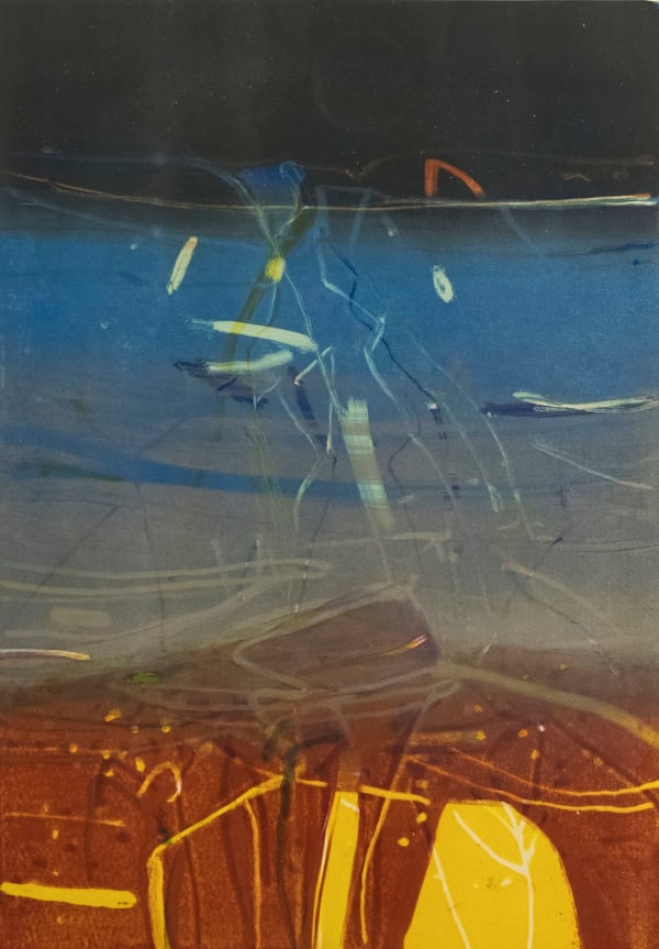 Dame Barbara Rae RSA Winter Evening - Sierra Contraviesa Monotype 90 x 70 cm