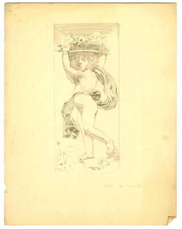 Fanindra Nath Bose ARSA Sketch of bronze bas relief of putti, Nicolas Legendre, Versailles, 1911 Pencil on paper 27.6 x 21.5 cm