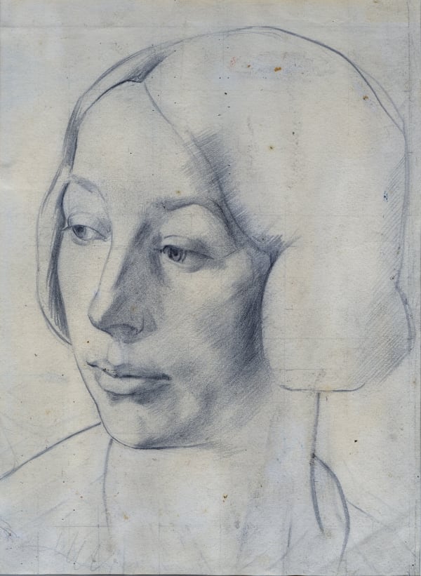 William Gillies RSA Drawing of Emma (Preparatory Drawing for 'Portrait of the Gillies Sister'), c. 1925-26 pencil on paper 11.3 x 8.2cm (support)