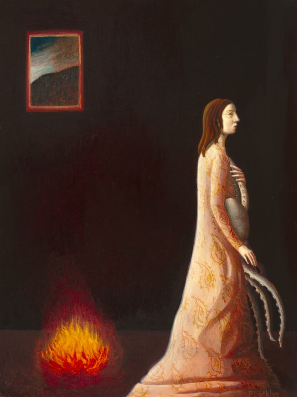 Helen Flockhart RSA (Elect) Siren Oil on panel Image size: 30.5 x 23 cm Framed size: 33.5 x 26 cm