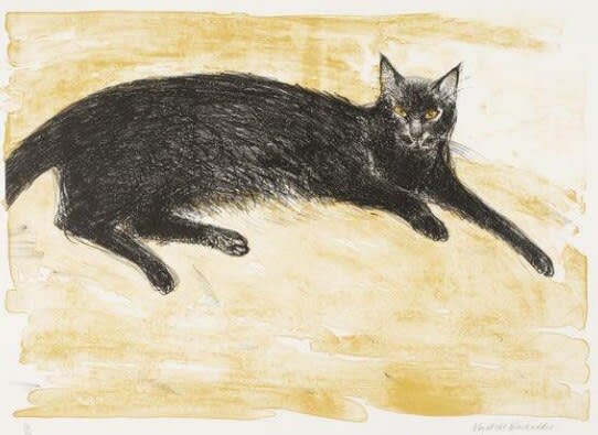 Elizabeth Blackadder RSA Black Cat, 1982 Lithograph 40 x 57 cm (image) 54 x 71.5 cm (support) Edition of 75 plus 1 artist's proof