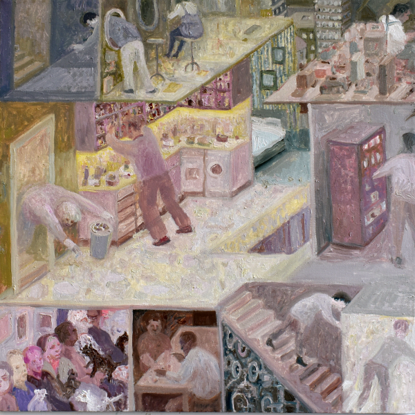 Robbie Bushe RSA Allegory of Ineffectual Governance: Office Kitchen, 2025 Oil on canvas 61 x 61 cm