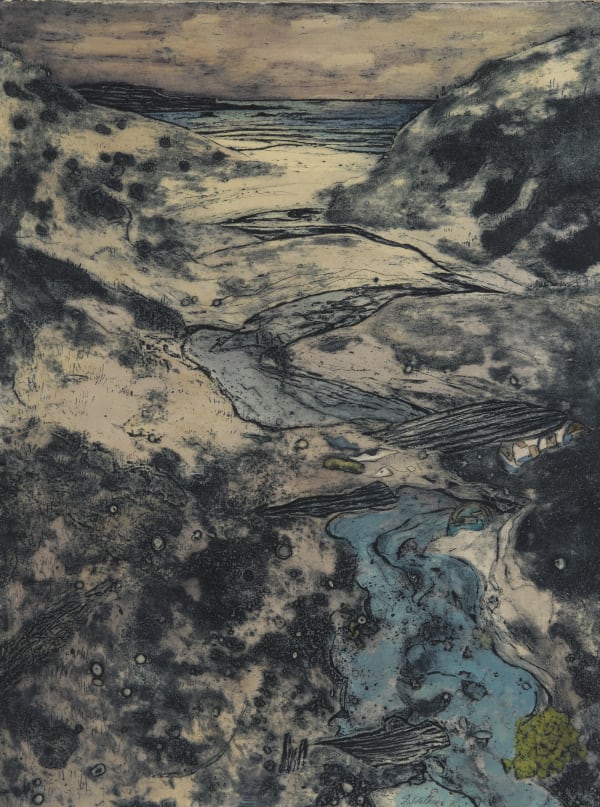 Frances Walker RSA Tiree Shore, Evening, 1990 Collagraph and watercolour 79 x 57 cm