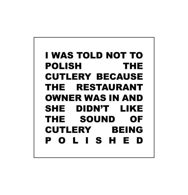 Sophie Stewart Cutlery, 2020 Vinyl on aluminium 30 x 30 cm
