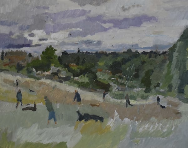 Catharine Davison Searchers and Snifters Oil on gesso cradled painting panel 35.5 x 45.5 x 19 cm